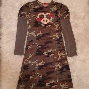 Camo dress with peace sign. Size Small